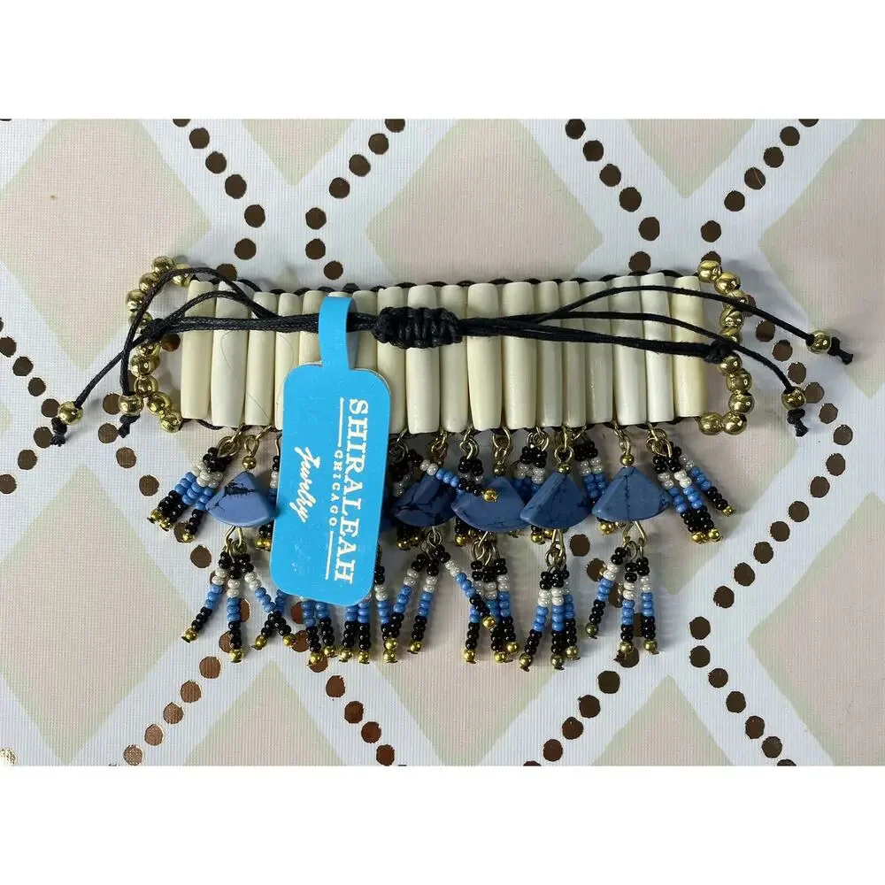 SHIRALEAH New Janelle Turquoise Ivory Beaded Bracelet NIP Anthropologie